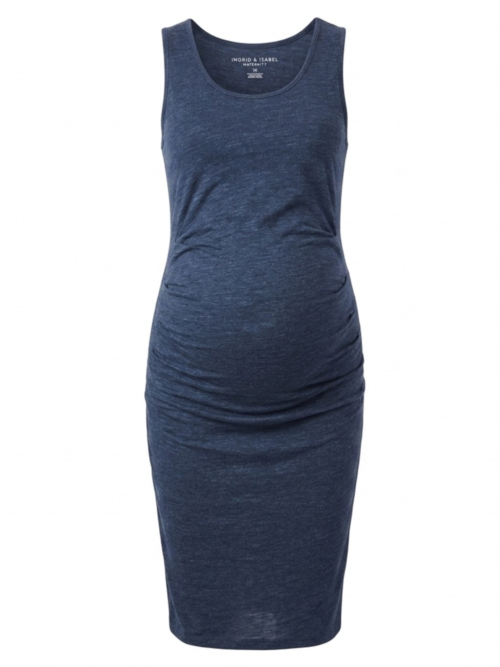 Ingrid & Isabel Navy Blue Ruched Maternity Tank Bodycon Midi Dress XS